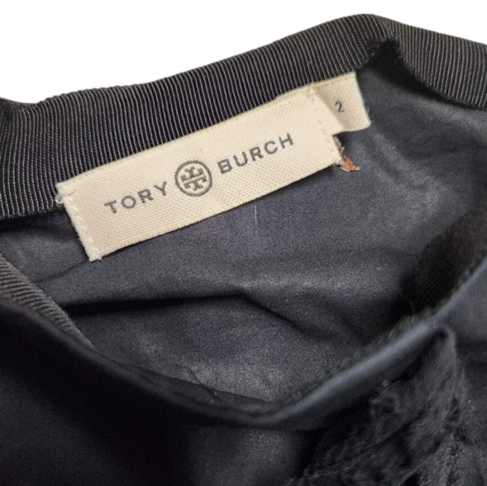 TORY BURCH COTTON SILK FRINGE MIDI SKIRT BLACK 2 - Picture 5 of 12
